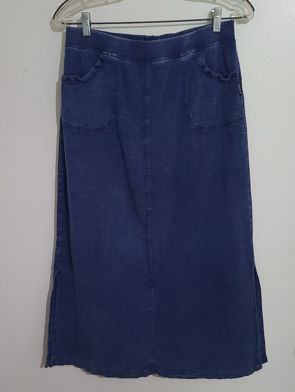 Vintage 90s Ezze Wear Blue Corduroy Maxi Skirt Size M